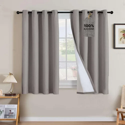 Miniatura 207 de H.VERSAILTEX Cortinas opacas de lino de 72 pulgadas de largo, 100% absolutamente opacas, con aislamiento térmico, con textura de lino, cortinas