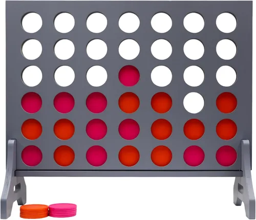 Miniatura 50 de Juego gigante 4 en una fila para familia y adultos – Tailgating Pros Jumbo de madera gris cuatro en una fila juego de patio para interiores
