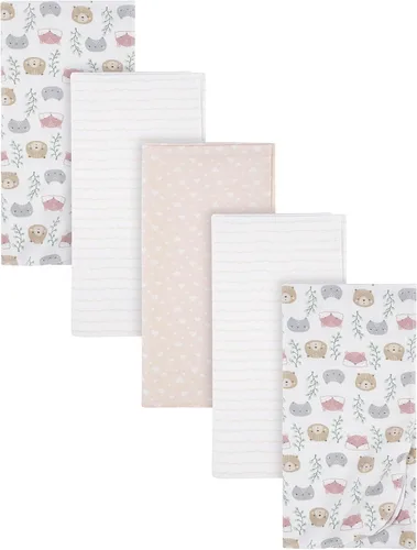 Miniatura 15 de Gerber Niños Recién Nacido Bebé Lactante Guardería 100% Algodón Franela Manta de Recepción y Envoltura, Bosque Blanco, Paquete de 5 Blanco Woodland