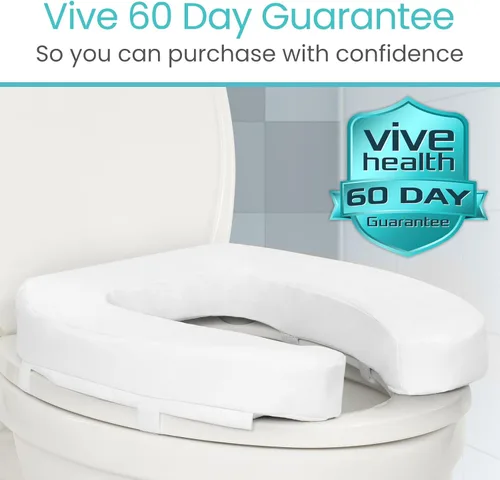 Miniatura 9 de Vive - Asiento elevador para inodoro con cojín para personas mayores - Ajuste universal - Asiento elevado para inodoro con espuma de alta densidad