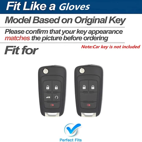 Miniatura 3 de Compatible con funda para llavero Chevy con llavero – Funda de TPU suave negra para Chevy Equinox Impala Malibu Camaro Cruze Sonic Terrain 5 botones