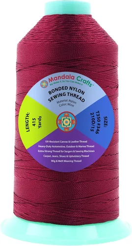 Miniatura 404 de Mandala Crafts - Hilo de nailon para coser cuero, tapicería, mezclilla y para trenzar el pelo; resistente, 1500 yardas, tamaño 69 T70 Marrón