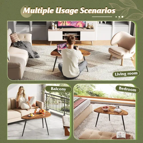 Miniatura 5 de WLIVE Mesas de centro ovaladas, mesa de centro moderna para sala de estar, mesa auxiliar para espacios pequeños, oficina en casa, fácil montaje