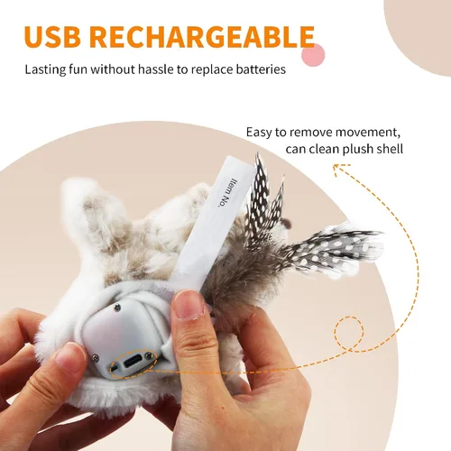 Miniatura 5 de Gigwi Flappy Bird - Juguete para gatos de interior, recargable y realista, juguete interactivo para gatos, pájaro aleteado, alas y canto animado