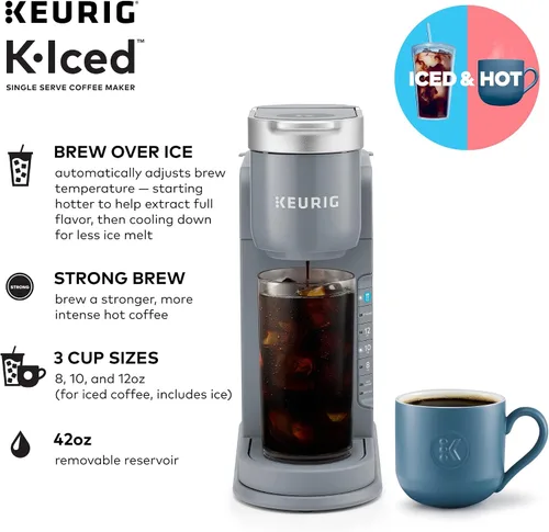 Miniatura 6 de Nostalgia Horno microondas retro para encimera, grande de 800 W, 0.9 pies cúbicos y cafetera Keurig K-Iced de una sola porción, prepara caliente