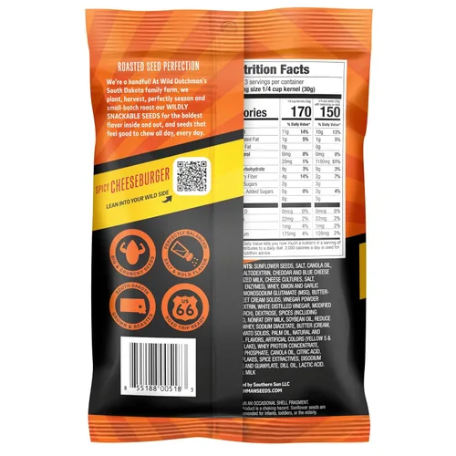 Miniatura 11 de Wild Dutchman Semillas de girasol tostadas en una bolsa resellable para una frescura definitiva y un fácil vertido, paquete de 6 sabores variados