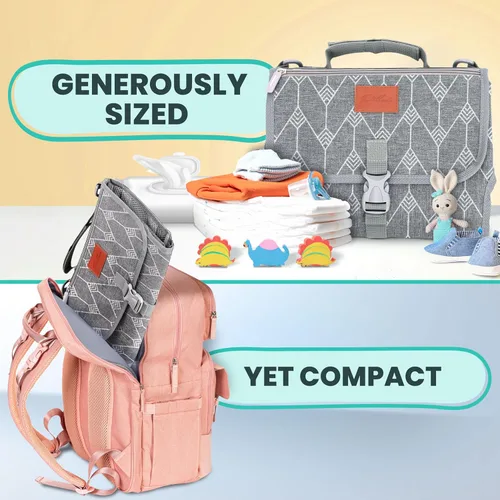 Miniatura 7 de Cambiador portátil para regalos de baby shower y regalos de nueva mamá, cambiador de pañales de viaje para recién nacidos, cambiador de pañales gris