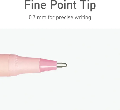Miniatura 5 de Bolígrafos Pentonic, 15 unidades, barriles gris, azul y rosa, tinta negra, azul y roja, punta fina de 0.7 mm, escritura suave para tomar notas