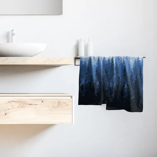 Miniatura 6 de Winter Trees - Juego de 2 toallas de mano de 28 x 14 pulgadas, diseño de árbol de pino de nieve, color beige, absorbente, de microfibra, para baño