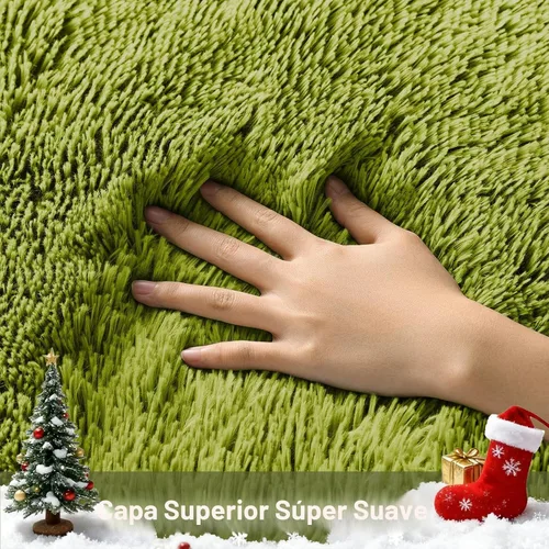 Miniatura 2 de Ophanie Alfombra Verde de Césped, Alfombras de Área para Dormitorio, Alfombra Shag Esponjosa de 4x6 pies, Suave Peluda Afelpada Linda para Niños 7