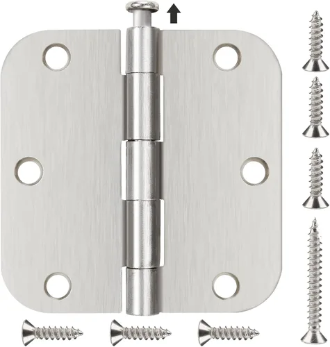 Miniatura 15 de Bisagra de puerta de 3 1/2 pulgadas, paquete de 18 bisagras redondeadas para puerta, latón pulido, bisagras de 3.5 x 3.5 pulgadas para puertas