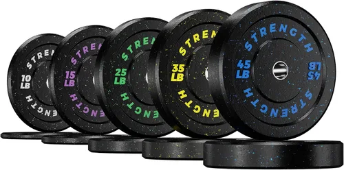 Miniatura 11 de GIKPAL Juego de Discos Olímpicos de Parachoques, Discos de Peso de Goma de 2 Pulgadas para Gimnasio en Casa, Placas de Barra para Levantamiento de 2
