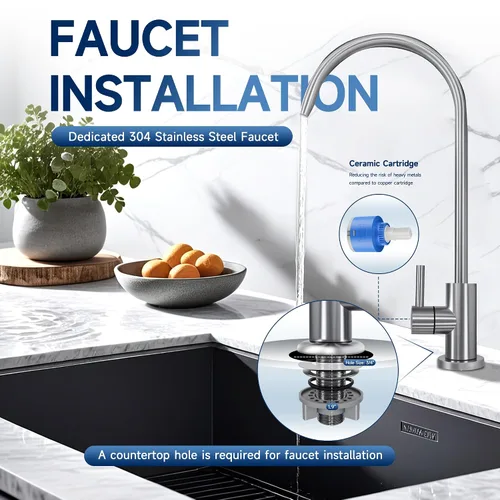 Miniatura 3 de AQUALTRA USF-4F-15 Sistema de filtro de agua para debajo del fregadero, comercial de 80 K galones con grifo, reduce PFOA, PFOS, cloro, plomo