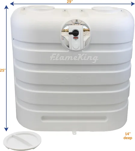 Miniatura 3 de Flame King Tapa de plástico ligero resistente para tanque de propano LP de 30LB doble para RV, remolque de viaje, autocaravana - Blanco