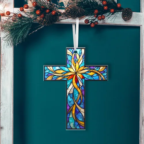 Miniatura 9 de FLAGWIX Regalos Cristianos de Navidad para Mujeres Fe - Adornos Acrílicos 2025 para Decoraciones de Árbol - Adorno de Cruz de Navidad, Regalos