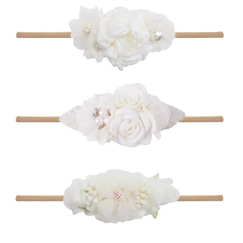 Miniatura 14 de Diadema floral de nailon para bebé, 3 piezas, accesorios para el cabello, regalo para niñas (31#)