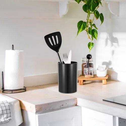 Miniatura 5 de UPKOCH Soporte para utensilios de cocina negro, organizador de encimera, tubo de almacenamiento compacto para cubiertos y cubiertos, organizador