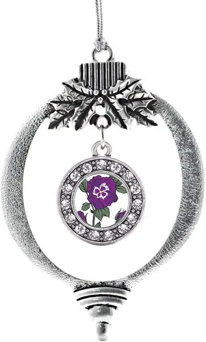 Miniatura 77 de Inspired Silver - Bonita bandera estadounidense - Adorno de Navidad plateado - Adorno de árbol de Navidad con dije circular con circonita cúbica