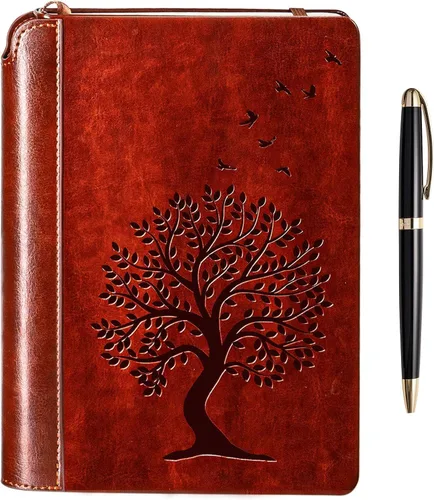 Miniatura 15 de SETTINI® Diario rayado – Diario de flores para escribir, juego de regalo – Cuero vegano de tapa dura, soporte único para bolígrafo, 192 páginas, A5