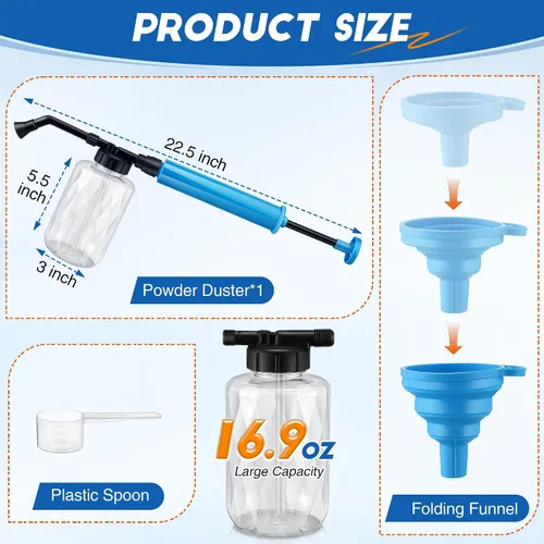 Miniatura 2 de Qualirey Polvo de tierra de diatomeas, dispensador aplicador de polvos de jardín de 16.9 fl oz, polvo de polvo, aplicador de polvos para el hogar