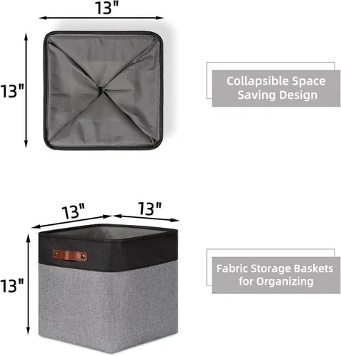 Miniatura 5 de HNZIGE Cestas de almacenamiento de 13 x 13 x 13 pulgadas (paquete de 4) cubos grandes de tela para estantes, cubos de almacenamiento para regalo