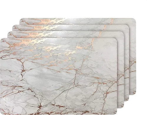 Miniatura 15 de Dainty Home Juego de 4 manteles individuales ovalados de corcho de mármol plateado, resistentes al calor, antideslizantes, fáciles de limpiar, 12 x
