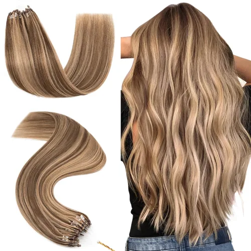 Miniatura 7 de Hairro Micro Loop - Extensiones de cabello humano microenlaces de microperlas de cabello Remy para mujer, reflejos degradados, fusión fría, micro