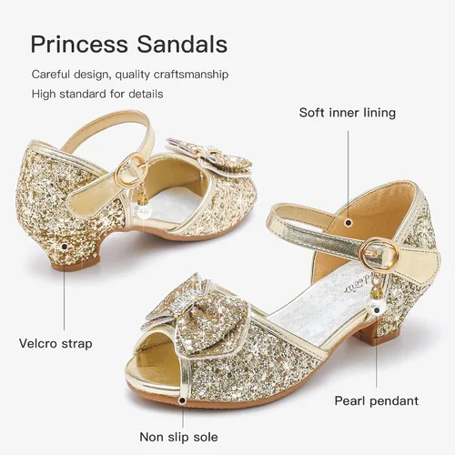 Miniatura 4 de Furdeour Zapatos de vestir para niñas, zapatos de niña de flores, tacones bajos, puntera abierta, boda, fiesta, escuela, niños pequeños y grandes