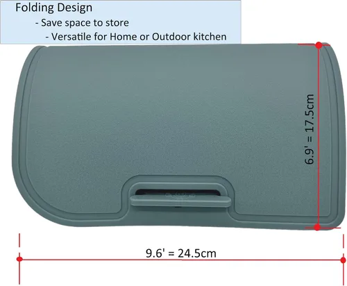 Miniatura 9 de Tabla de Cortar de Silicona Gruesa de Doble Cara Fabricada en Corea 14.3" x 9.7" Diseño Plegable Ranura Antigoteo Mango con Agarre Apta para Menta