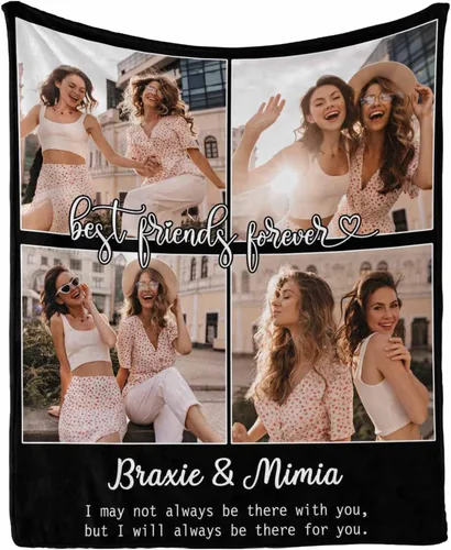 Miniatura 7 de InterestPrint Manta de forro polar suave con memoria personalizada para mejor amiga, personalizada con imágenes y texto para la graduación de tu