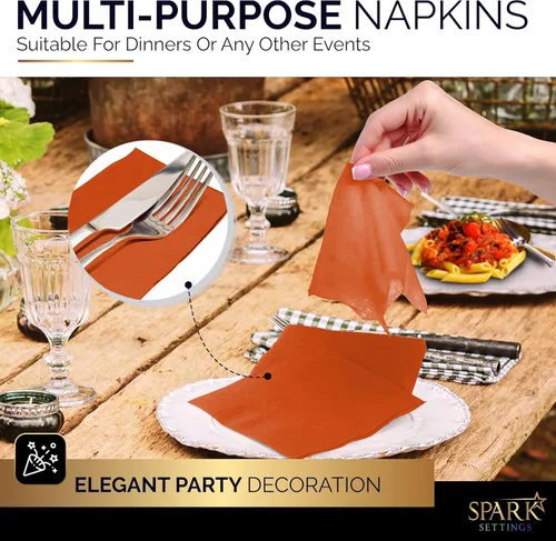Miniatura 5 de Amcrate Paquete de 100 servilletas de bebidas color naranja, ideal para bodas, fiestas, cumpleaños, cenas, almuerzos y cócteles (5 x 5 pulgadas)