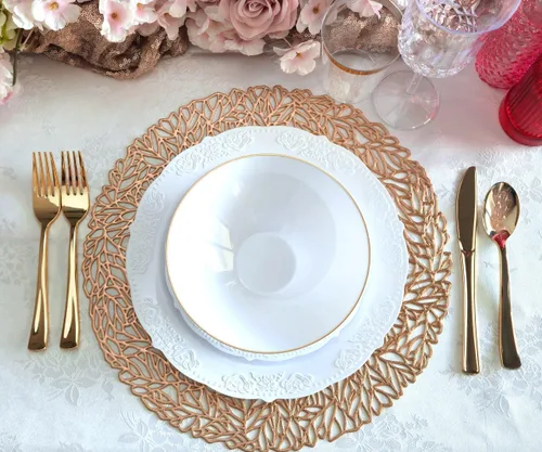 Miniatura 2 de Occasions: Paquete de 10 manteles individuales metálicos de vinilo prensado/decoración de boda (primavera, oro rosa)