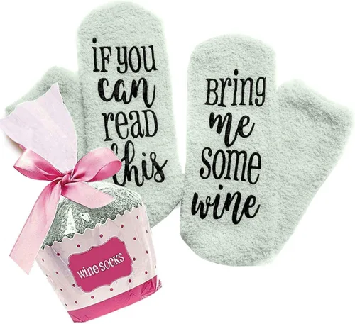 Miniatura 37 de CHANGGER Calcetines unisex con texto en inglés "If You Can Read This Bring Me Some Fuzzy Funny Saying Crew Socks Christmas Unisex Gift