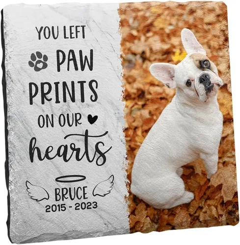 Miniatura 14 de Piedra conmemorativa de corazón con cita significativa, placa personalizada de huella de perro o gato, mantén la memoria en los corazones, regalos