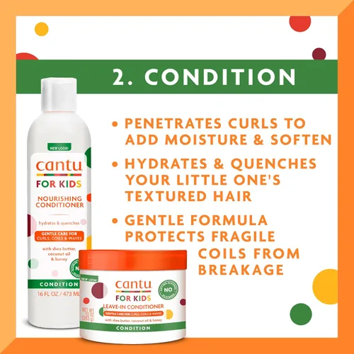 Miniatura 4 de Cantu Care for Kids - Juego de régimen de cuidado del cabello con champú de gran tamaño + acondicionador + desenredante + acondicionador sin