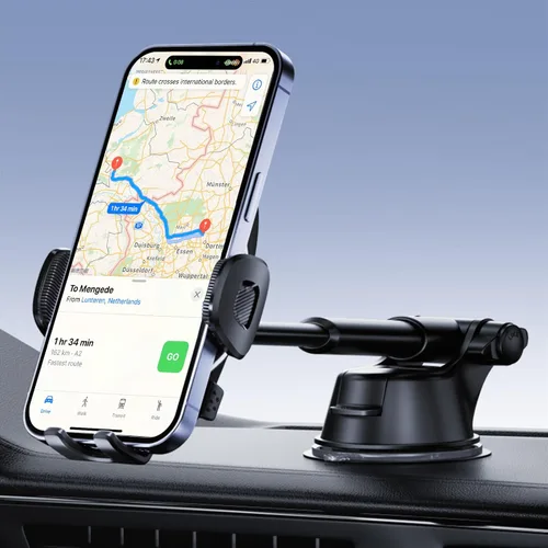 Soporte de teléfono para automóvil, soporte para parabrisas de salpicadero de automóvil, brazo telescópico ajustable de 360° (4.8-7 pulgadas),
