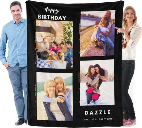 Miniatura 11 de Manta de franela personalizada con fotos, envío de texto al día siguiente, regalos personalizados perfectos para madre, padre, esposa, hombres, 3