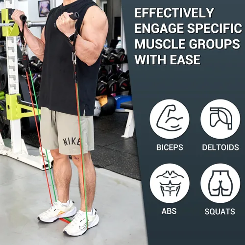 Miniatura 2 de TheFitLife Exercise Resistance Bands with Handles - 5 Fitness Workout Bands Stackable up to 110/150/200/250/300 lbs, Training Tubes with Large