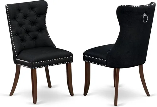 Miniatura 11 de East West Furniture DAP3F26 Dallas Parson - Juego de 2 sillas de comedor tapizadas de tela de poliéster color burdeos con botones copetudos