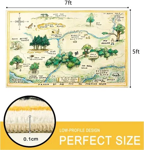 Miniatura 2 de Estmy Alfombra lavable de 5x7 pies para guardería, linda alfombra de juego de bosque para niños y niñas, tapete de juego neutro y suave para gatear