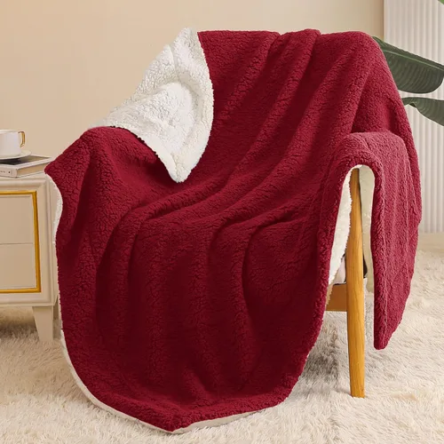 Miniatura 10 de Exclusivo Mezcla Manta Sherpa Reversible de Tamaño Individual, Mantas de Forro Polar Gruesas y Cálidas para Invierno, Felpa Suave y Esponjosa