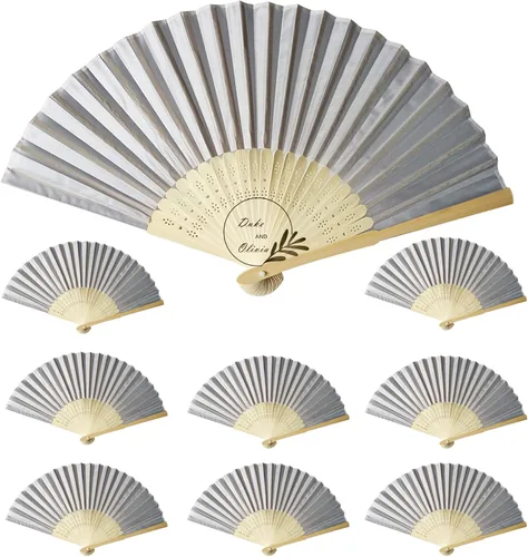 Miniatura 13 de Abanicos de seda personalizados a granel, ventiladores plegables personalizados para bodas, fiestas de dama de honor, suministros de fiesta