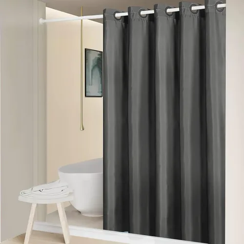 Miniatura 5 de Furlinic Cortina de ducha sin ganchos de 36x72 pulgadas, cortina de poliéster de baño de estilo hotelero, cortina de ducha pequeña y estrecha