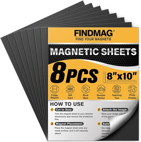 Miniatura 9 de FINDMAG Hojas adhesivas magnéticas, paquete de 6 tiras magnéticas flexibles de 5 x 7 pulgadas con respaldo autoadhesivo, hojas para cortar