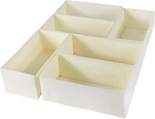 Paquete de 6 organizadores de cómoda, organizadores de cajones para ropa y bebé, cajones de almacenamiento de tela tejida (beige
