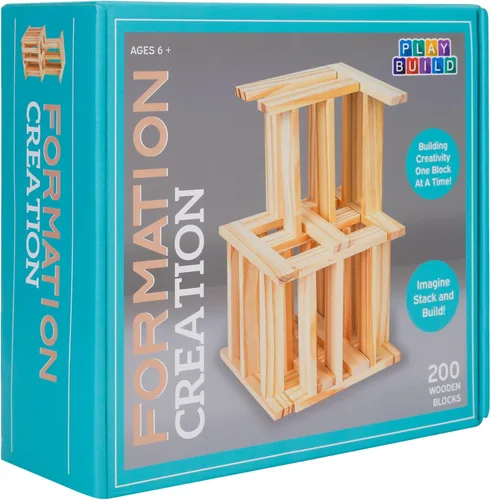 Miniatura 2 de Juego de bloques de construcción de madera, juguetes de construcción de bloques de tablones de 200 piezas, juguete educativo de madera STEM