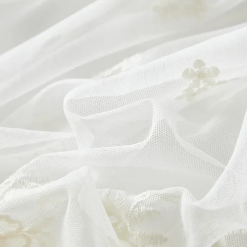 Miniatura 6 de Brandream Falda de cama tamaño queen de lujo con encaje crema y blanco de 18 pulgadas, sábanas románticas para chicas, elegante sábana con faldón