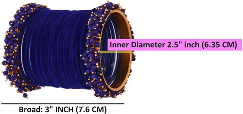 Miniatura 3 de Efulgenz Indian Bangle Set Faux Pearls Beads Plain Velvet Bracelet Bangle Jewelry for Women