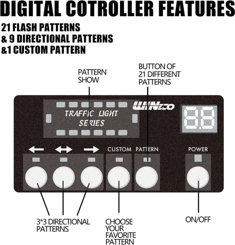 Miniatura 7 de WINECO - Barra de luces estroboscópicas LED ámbar de 29.5" para techo, doble cara intermitente, luz de emergencia, señal de peligro, advertencia