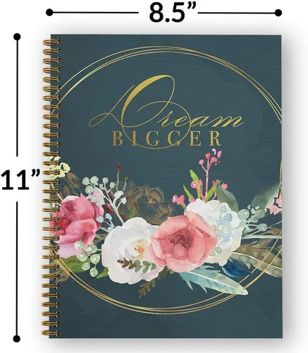 Miniatura 3 de Softcover Dream Bigger - Cuaderno motivacional en espiral de 8.5 x 11 pulgadas, 120 páginas a rayas universitarias, cubierta laminada brillante